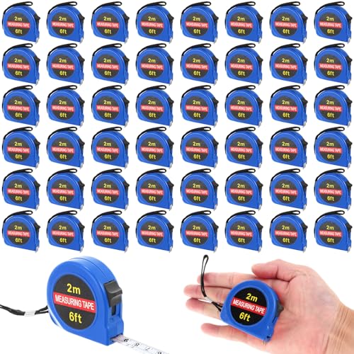 Copkim 50 Pcs 6 FT Mini Tape Measure Retractable Bulk Small Measuring Tape Pocket Size Measurement Tool for Operation Christmas Items Party Favor Gifts Stuffers for Men(Blue) - color: Blue