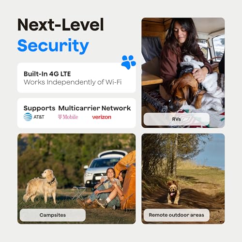 Waggle 4G LTE Cellular Security Camera, Built in SIM Card, 2K HD Pet Monitor, 300° Pan, No WiFi, 9000mAh Battery, Night Vision & 2-Way Talk - RVs/Camping/Travel & Outdoor - Subscription Required - size: 1 - Pack 4G Cellular