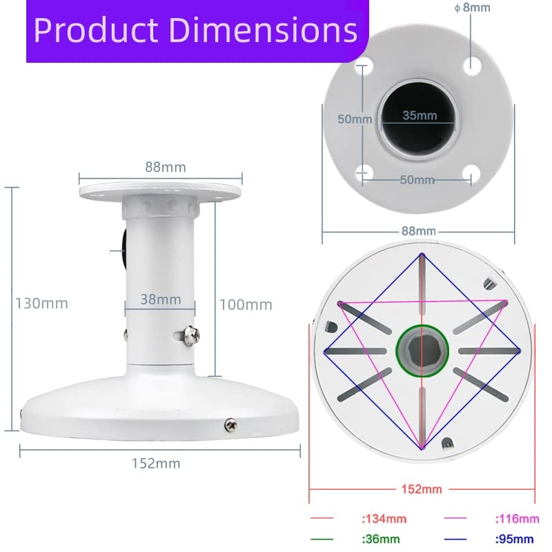 I-Shaped Security Camera Wall Ceiling Mount Bracket, Dome Camera Mount Universal Camera Wall Mounting Bracket for CCTV Security Camera/IP Camera(130MM I-Type)