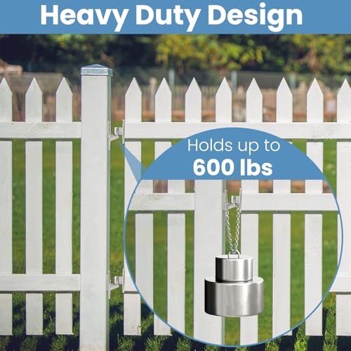 304 Stainless Steel Gate Hinges 4Pack Wall Mount Gate Hinges for Farm Gates Heavy Duty Door Fence Hinges for Wooden Fence, Gate, Concrete, Capacity Up to 600lbs (16Pcs Screws & Nut Driver Included)