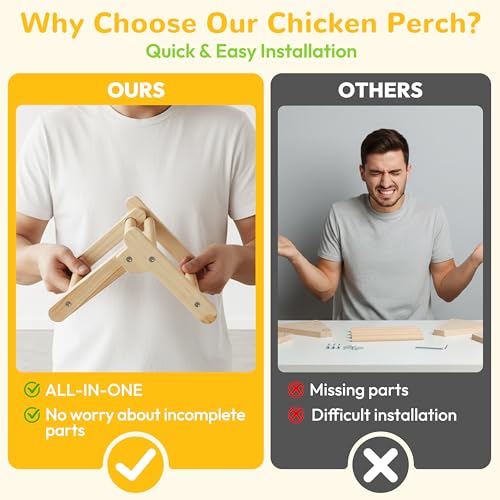 Innoland Chick Perch Foldable, Chick Toys Stable & No Assemble, Baby Chick Toys for Stand Training, 8.27" × 7.68" × 4.92" Roosting Perch for Chicks Brooder | Coop (S) - size: 8.27" × 7.68" × 4.92"