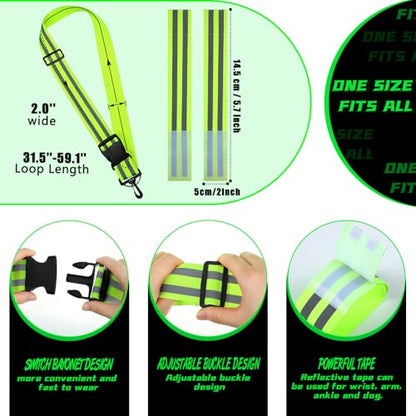 Saintrygo 6 Pcs Reflective Sash for Walking at Night Reflective Strap Arm Band High Visibility Belt Safety Ankle Strap for Visibility Vest Clothing Running Gear - color: Fluorescent Pink