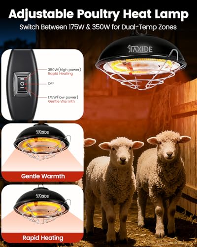350W Dual-Mode Heat Lamp for Chickens - Long-Lasting Brooder Heater Bulb,Chick Heater with 7.87ft Cord for Chicks, Poultry & Ducklings - size: 350W-8.4"×8.4"×4.5"