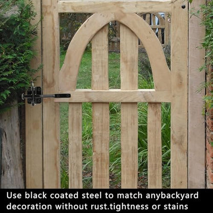 Self-Locking Gate Latch for Wooden Fence Heavy Duty, Automatic Gravity Lever Gate Latches with Longer Fasteners & Pull String for Garden, Outdoor Farm Garden Yard