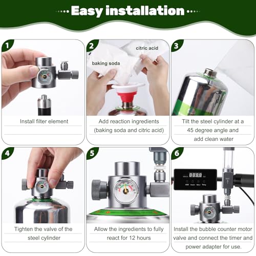 Upgraded 2L/5L Aquarium CO2 Generator System with Timer-Enabled Motor Valve, Upgrade CO2 System Kit with Quick-Release Structure for Aquarium Plants Tanks (5L) - size: 5L
