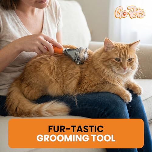 GoPets 2-in-1 Dematting Comb for Dogs, Pet Grooming Rake, Double-Sided Dog Brush for Shedding, Deshedding Brush for Cats, Undercoat Mat Dematting Tool for Long Haired Cats, Grooming Matting Hair - style: 2-Sided Dematting Comb