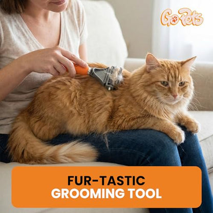 GoPets 2-in-1 Dematting Comb for Dogs, Pet Grooming Rake, Double-Sided Dog Brush for Shedding, Deshedding Brush for Cats, Undercoat Mat Dematting Tool for Long Haired Cats, Grooming Matting Hair - style: 2-Sided Dematting Comb