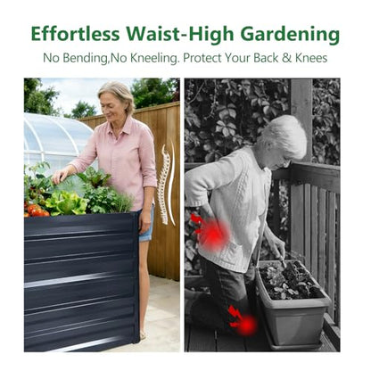 Galvalume Raised Garden Bed 8x4x1.95FT–3X Rust Resistant Aluminum-Zinc Steel,466 Gallon Extra Deep Metal Planter Box, Heavy Duty Outdoor Vegetable Garden Bed for Tomatoes, Potatoes & Root Crops - size: 8x4x1.95 FT (1 PC)