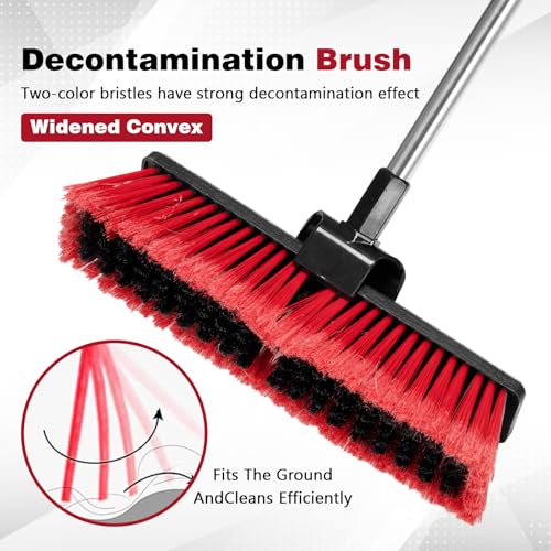 16.5" Outdoor Broom for Floor Cleaning Heavy Duty Push Broom with 53" Long Handle,Outdoor Broom for Deck,Driveway,Garage,Yard,Deck,Patio,Warehouse,Concrete