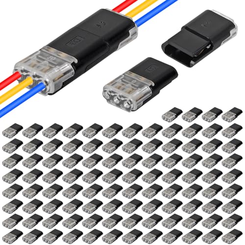 AITRIP 100PCS 3Pin Low Voltage Wire Plug-in Connector, 3Pins Wire Quick Disconnect Secure Connectors with Locking Buckle, No Strip/Solder for Automotive, LED Lights, DIY Projects - color: 100PCS