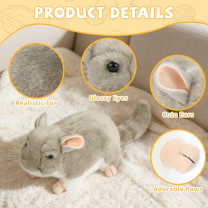 YUEPET Chinchilla Plush Cuddler Toy, Soft Chinchilla Cuddle Buddy, Comfort Anxiety Relief & Stress Reducer Companion for Chinchillas, Guinea Pigs, Hamsters, Ferrets, Hedgehogs, Sugar Gliders