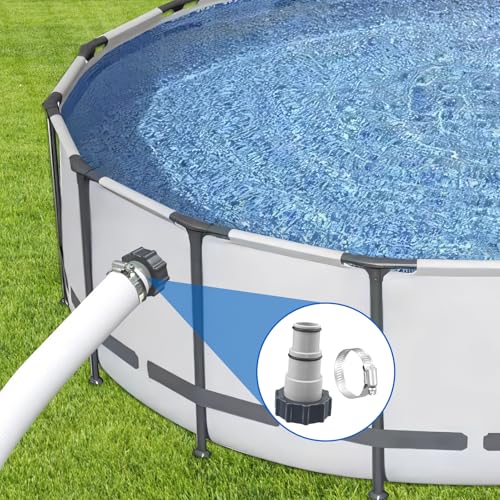 4 Pack Pool Hose Adapter, 1.5" to 1.25" Pool Hose Connector with Clamp and Washer for Intex Threaded Connection Pump Hoses Above Ground Pools Accessories