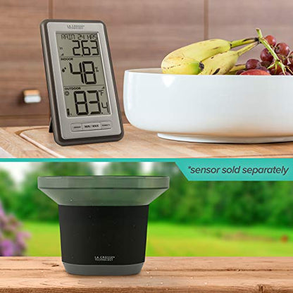 La Crosse WS-9160U-IT V3 Digital Wireless IN/OUT Thermometer with humidity | 24-hr time - color: Titanium
