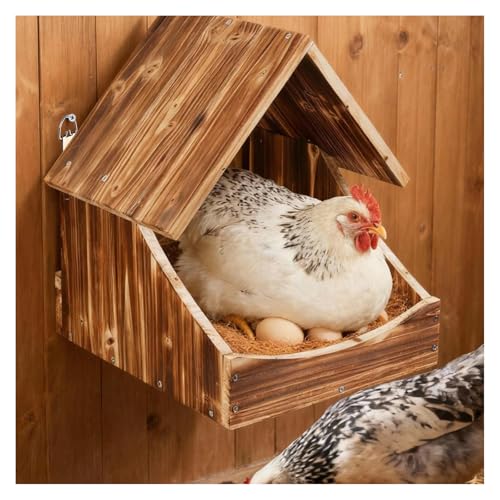 Chicken Nesting Boxes, Wall-Mounted Wooden Nesting Box,Specialized for Chicken Coops, Features a Cozy & Private Laying Space, Suitable for Chickens, Ducks and Other Poultry - color: 1 Pack, size: 13.0"L x 13.0"W x 3.0"H