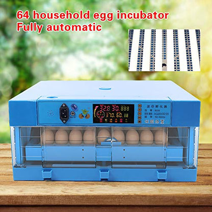 Egg Incubators Kits, 64 Eggs Incubators for Hatching Eggs Automatic Egg Turning Incubator Digital Display Temperature Control One Key Smart Chicken Egg Incubator with Feeder for Ducks, Quail, Pigeons