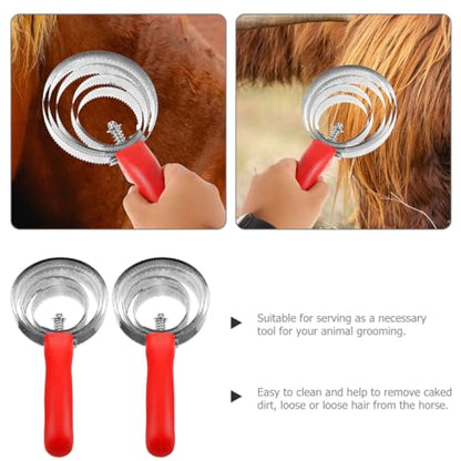 VANZACK 2Pcs Horse Hair Brush Durable Cattle Grooming Brush for Efficient Hair Removal Lightweight Comfortable Handle for Horse and Livestock Care