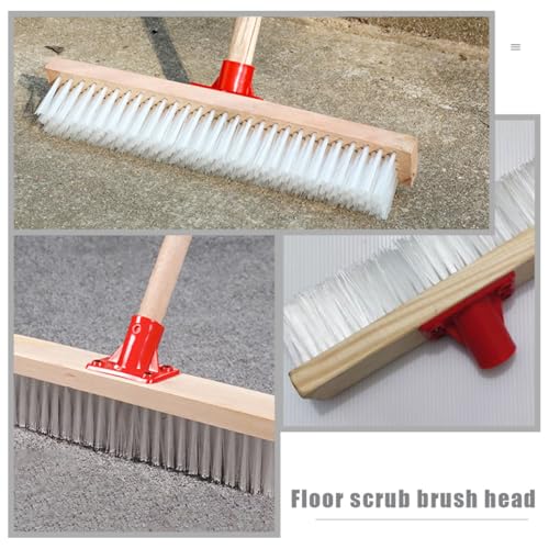 Housoutil Hard Bristle Floor Scrub Brush with Long Handle, Sturdy Nylon Patio Cleaning Brush for Outdoor Deck, Bathroom, and Carpet Stain Removal, 40cm Stiff Bristle Scrubber for Heavy-Duty