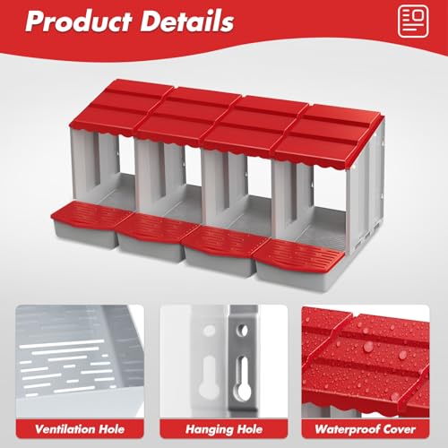 Chicken Nesting Boxes,4 Hole Nesting Box for Chicken Coop, Rolling Egg Collection and Protection Nesting Boxes - size: 4 Compartment