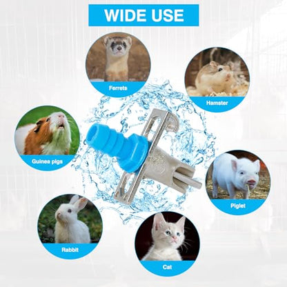 OCQOTAT Automatic Rabbit Watering System,Quail Rabbit Water Bottle Dispenser 8 Nipples Drinker,ID 5/16" Hose 19.68 Feets,Barb Fittings to G1/2" Thread,T-Fittings,Springs,Gaskets,Bucket Connector - color: Blue Rabbit Watering System Set