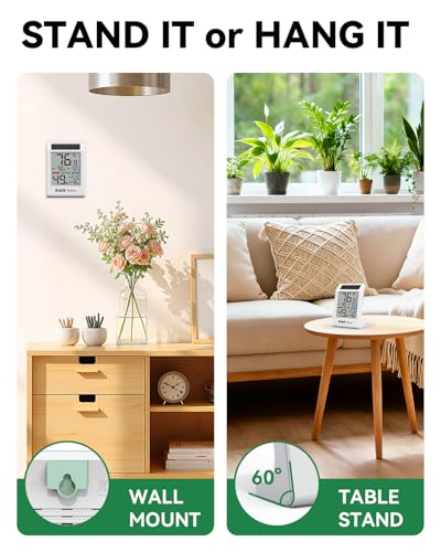 BALDR Indoor Thermometer Hygrometer, Solar Power with Battery Backup, Large Display, Daily Max/Min & Comfort Indicator Humidity Meter (White) - color: White