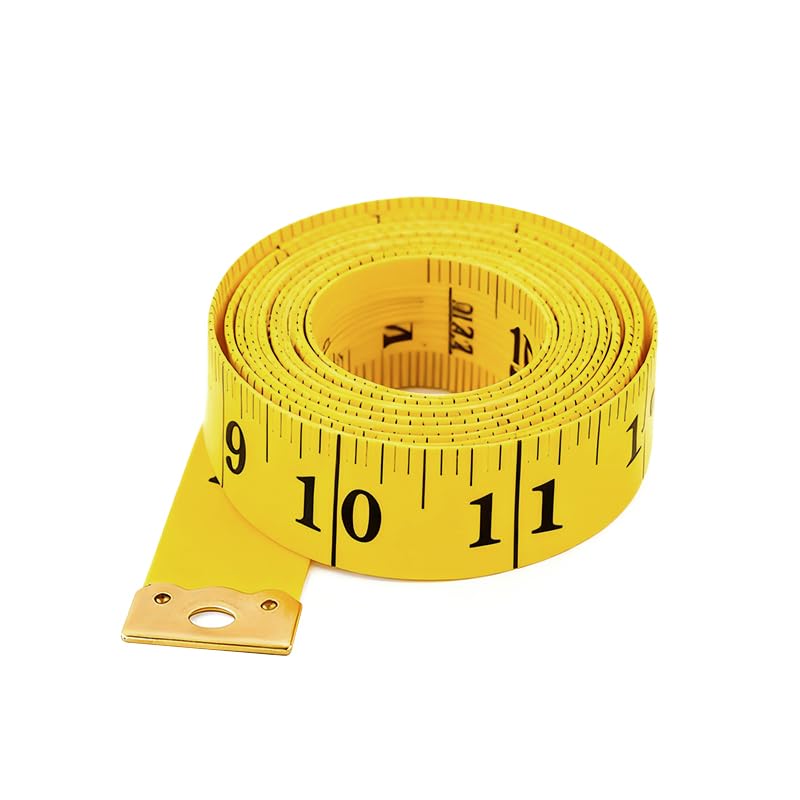 Soft Tape Pack of 2 Measure Dual Scale Standard & Metric Measurements Tape Scale Body Measuring Tape for Weight Loss Tailor Craft Ruler 60 Inches (White+Yellow) - color: White+Yellow