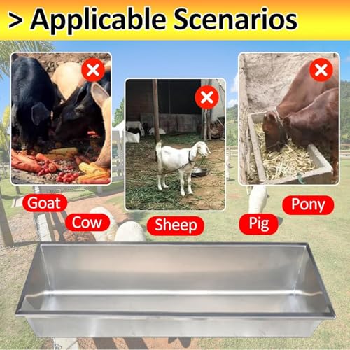 Weatherproof Livestock Feed Troughs, Heavy Duty Goat Trough Feeder Capacity Hay/Feed 32 64 124 Lbs, 20" 40" 76" Long Pasture Hay Feeder for Sheep Farms/Sheds Pen(100cm(39 2/5in)) - size: 100cm(39 2/5in)