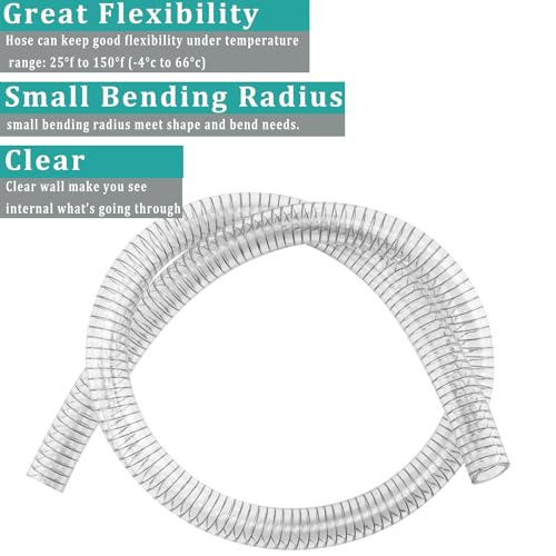 Flexible Hose 1 1/4" id - 5ft Reinforced Tubing Heavy Duty PVC Steel Wire Vacuum Hose for Boat Marine Pump, Drain Water Fuel Gas - size: 1 1/4" ID, style: 5 ft