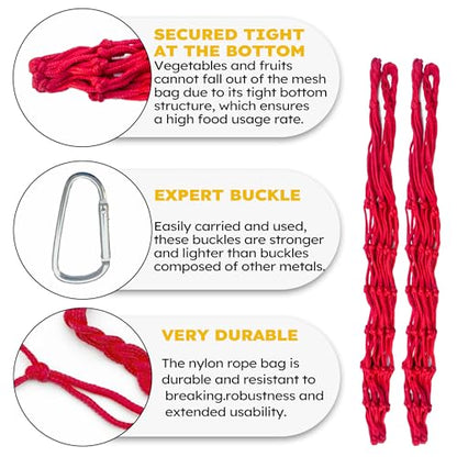 Hanging Poultry Feeder Net 2pcs - Chicken Veggies Bag, Chicken Toy for Coops, Hanging Vegetable Bag, Enrichment Toy for Hens Ducks Coops (Red) - color: Red