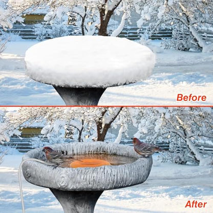 Bird Bath Heater, 70W 120V Automatic Birdbath Deicer for Winter, Outdoor Birdbaths and Animal Water Bowls, Chicken Coop Water Deicer, Cast Aluminum, 48±5°C Thermostat Control for Patio Garden