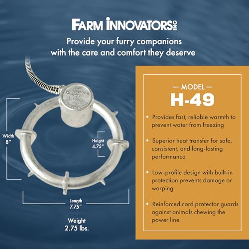 Farm Innovators Bucket De-Icer for up to 5 Gallon Bucket - 250W Water Deicer- Ice Chaser Cast Aluminum Design for Plastic or Metal Water Container - size: Single
