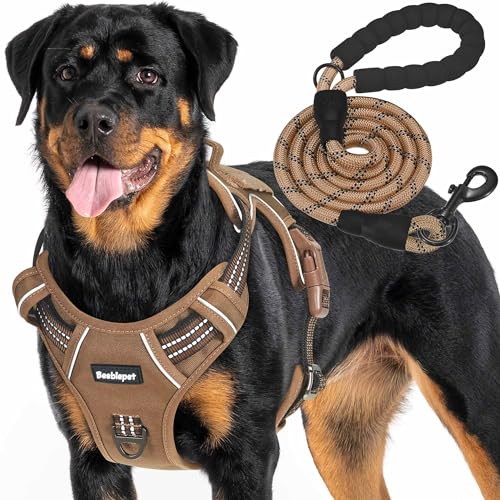 Beebiepet Heavy Duty Tactical Dog Harness for Small Dogs, No Pull Adjustable Pet Harness Reflective Service Training Easy Control Pet Vest Military K9 Working Dog Harnesses-X- Large, Brown - color: Brown, size: X-Large