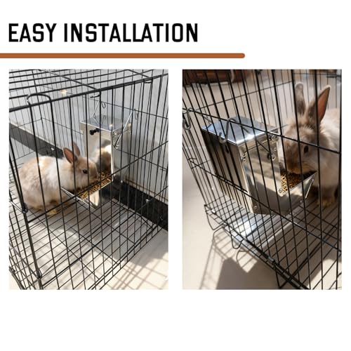Small Animal Gravity Feeder 4 Pcs - Stainless Steel Pet Feeding Rabbits Feeder, Anti-Corrosion Durable with Sliding Lid for Indoor Outdoor Cage Use - size: 4 pcs