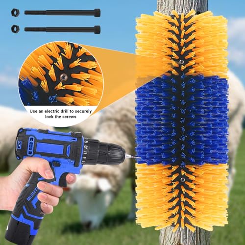 Garvee Livestock Scratch Brushes, Horse Scratcher Full Massage Grooming Brush Kit, Hard Silk Ranch Cow Brush Relieve Itching on the Back of Livestock for Horse Cow Cattle Sheep Pig Goat
