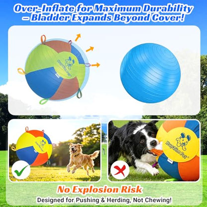 Hap Tim Herding Ball for Dogs 18 Inch Interactive Large Dog Ball with Handles Durable Outdoor Training Dog Toy for Medium to Large Dogs Corgis Australian Shepherd Cattle Dog Border Collie & Horses