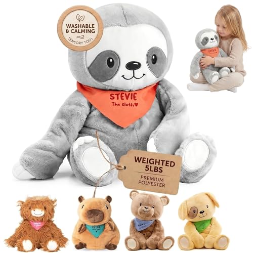 Lilly's Love Weighted Stuffed Animals for Adults & Kids — 5lb Calming Sloth Plush for Anxiety, ADHD & Sensory | Machine Washable Weighted Stuffed Animal w/Removable Insert | Stevie The Sloth - color: Sloth 5lb