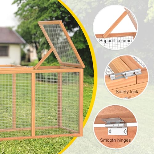 GOJOOASIS 40" Chicken Run Outdoor Wooden Chicken Coop Hen House Poultry Cage w/Wire Fence Indoor and Outdoor Use (B) - size: B