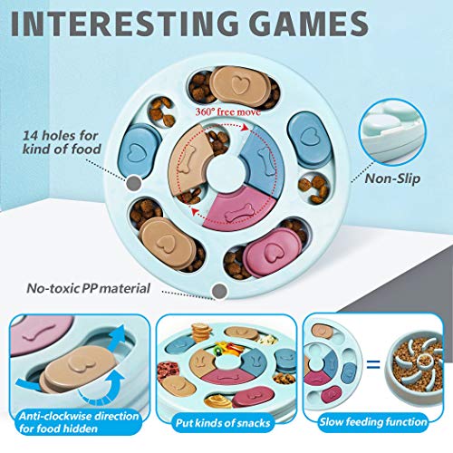 Joansan Interactive Dog Puzzle Game Toys, Dog Enrichment Toys for Puppy Mentally Stimulating Treat Dispenser Dog Treat Puzzle Feeder for Small,Medium and & Large Dogs Treat Training (Blue) - color: Blue