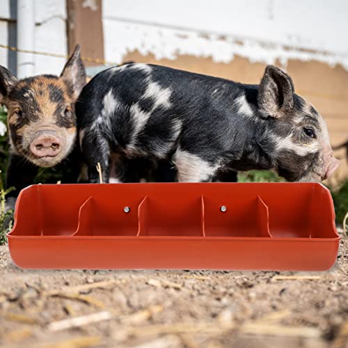 2pcs Pig Feed Trough Farm Sheep Water Bowls Plastic Fence Livestock Feeder Pig Feeder Animal Chicken Chicken Playpen Compartment Manger Porous Pp Tray - color: Brown 2pcs, size: 54x16cm