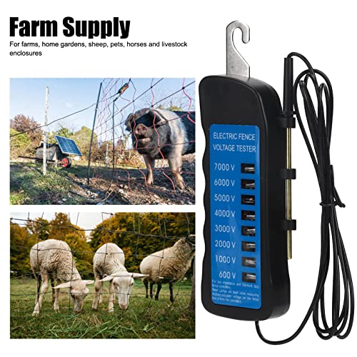 FLEXMAN Electric Fence Tester, 600V to 7000V Portable Eight Neon Lights Voltage Detection, Fence Voltage Tester for Livestock Enclosures, Farms, Home Gardens