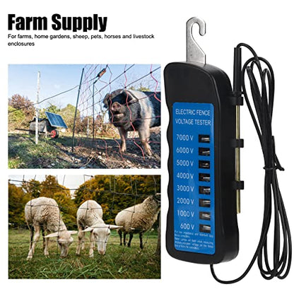 FLEXMAN Electric Fence Tester, 600V to 7000V Portable Eight Neon Lights Voltage Detection, Fence Voltage Tester for Livestock Enclosures, Farms, Home Gardens