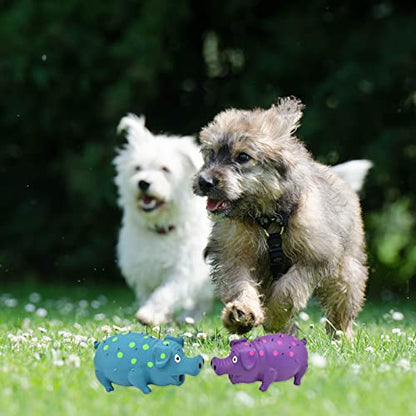 Pig Squeaky Dog Toy, 2 PCS Interactive Rubber Dog Chew Toy - Durable Latex Spot Grunting Pig Toys that Oink for Small Medium Large Dogs (Blue, Purple) - color: Blue, Purple