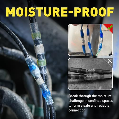 haisstronica 120 PCS Solder Seal Wire Connectors with Mini Heat Gun Kit, Waterproof Heat Shrink Wire Connectors, 10-26 AWG Solder Stick Wire Connectors for Automotive, Marine & Wiring Repair - size: 120PCS