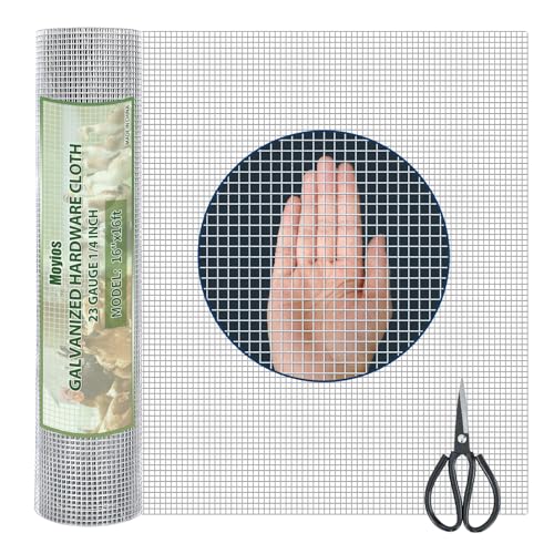 Hardware Cloth 1/4 Hot Dip Galvanized Wire Mesh Roll 23 GA Building&House Repaird Wire Fence Mesh - for DIY, Coops, Rabbit,Snake Fences, DIY Crafting,Plants Protective & Screen Mesh Silver - color: Silver(16IN*16FT-1/4)