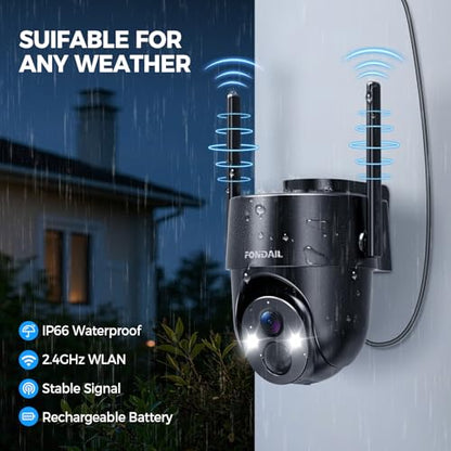 Solar Security Cameras Wireless Outdoor, 2K 360° View Solar Powered WiFi 3MP Security Camera for Home Security with Color Night Vision, PIR Detection, 2-Way Audio, Motion Alert, Easier to use