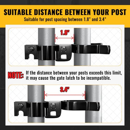 VIVIDA 1-3/8" x 1-3/8" Fence Gate Latch, Chain Link Fence Gate Fork Latch with Padlock Hole, Black Powder Coated, Bolts & Nuts Included, 2 PCS - size: 1-3/8" x 1-3/8" (2 PCS)