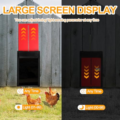 Automatic Chicken Door by COWEHUN - Solar Powered & USB Rechargeable Chicken Coop Door with Dual Remote Controls, Aluminum Alloy Design, Solar Powered, 10M Range for Poultry Farmers & Enthusiasts