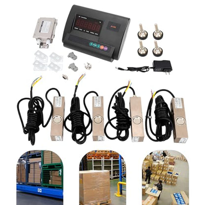 Livestock Scale Kit High Precision Indicator Load Cell Scale Floor Scale Kit with Stainless Steel Junction Box,Weighing Indicator Animal Scale Kit for Cattle, Pig, Sheep