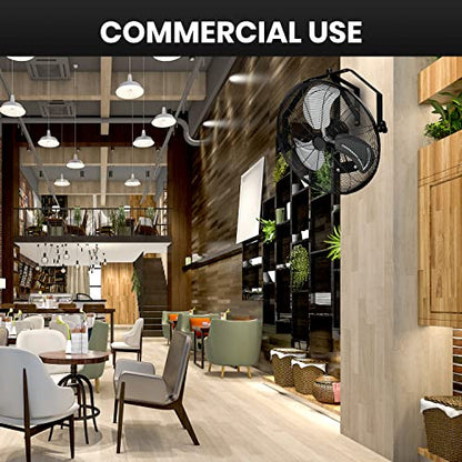 Simple Deluxe 20 Inch High Velocity Wall Mount Fan with Rack and L-Iron, 3 Speed Industrial/Commercial Metal Ventilation Fan, Black - size: 20 Inch with L-Iron, style: 1 Pack