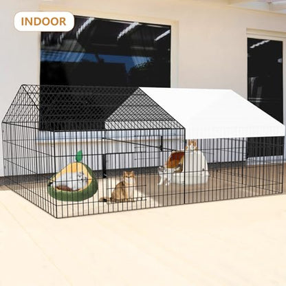 Metal Chicken Coop 87"×40" with Cover Chicken Run Pen for Yard Outdoor Large Portable Chicken Playpen Enclosure Rabbit Small Animal Dog Poultry Cat Cage Duck Coop Hen