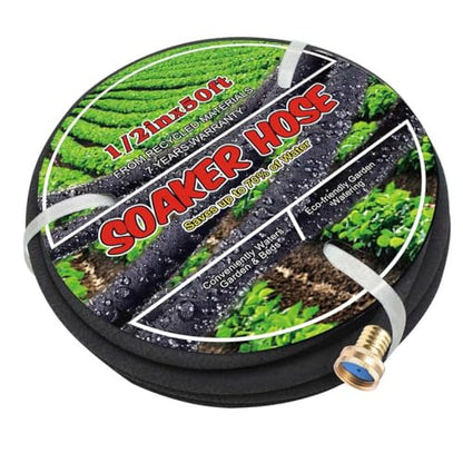 Soaker Hose 1/2" 50ft Rubber Garden Soaker Hoses, Water Seeper Round Drip Hose, Heavy Duty Drip Irrigation Hose For Vegetable, Lawn, Plants and Trees Watering - size: 1/2inch 50ft Brass